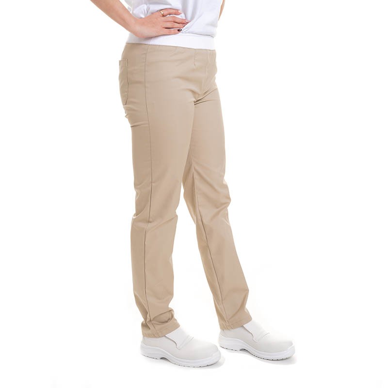 Pantalon de cuisine femme beige slim Manelli