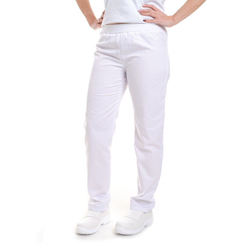 Pantalon de cuisine femme blanc slim Manelli