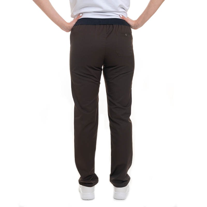 Pantalon de cuisine femme marron slim Manelli
