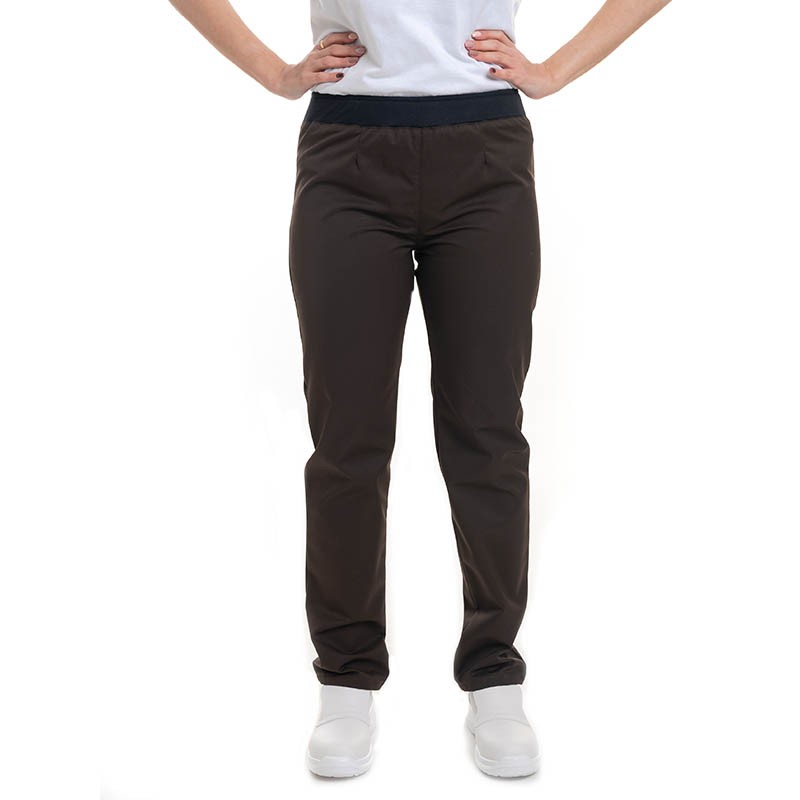 Pantalon de cuisine femme marron slim Manelli