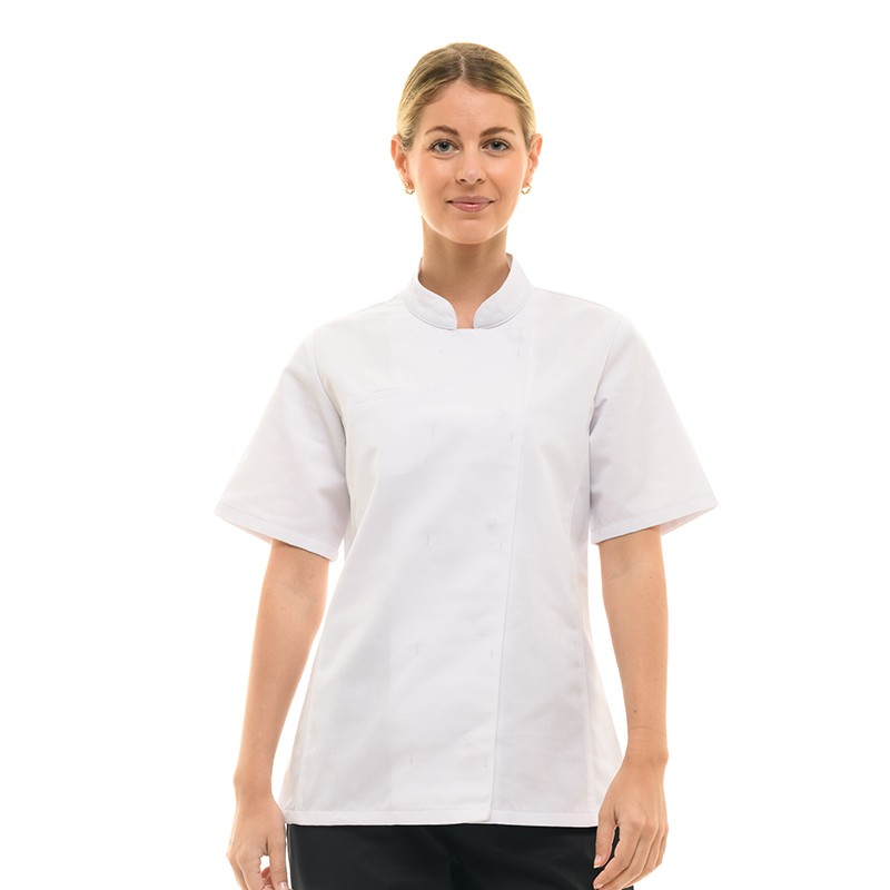 Veste de cuisine blanche à manches courtes femme Californie Manelli