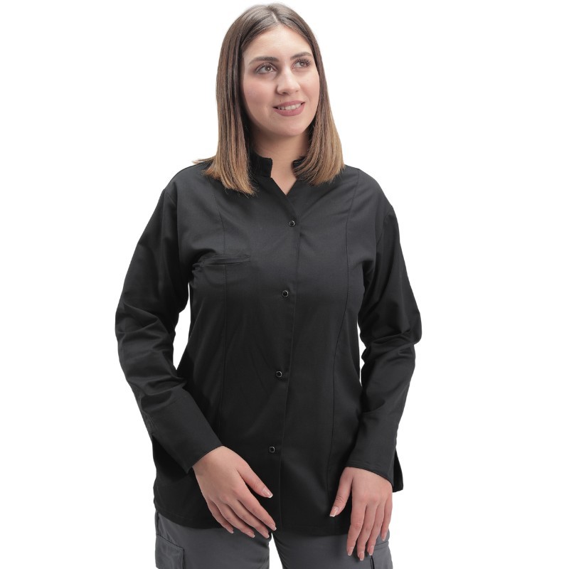Veste de cuisine femme Marbella manches longues noire Manelli
